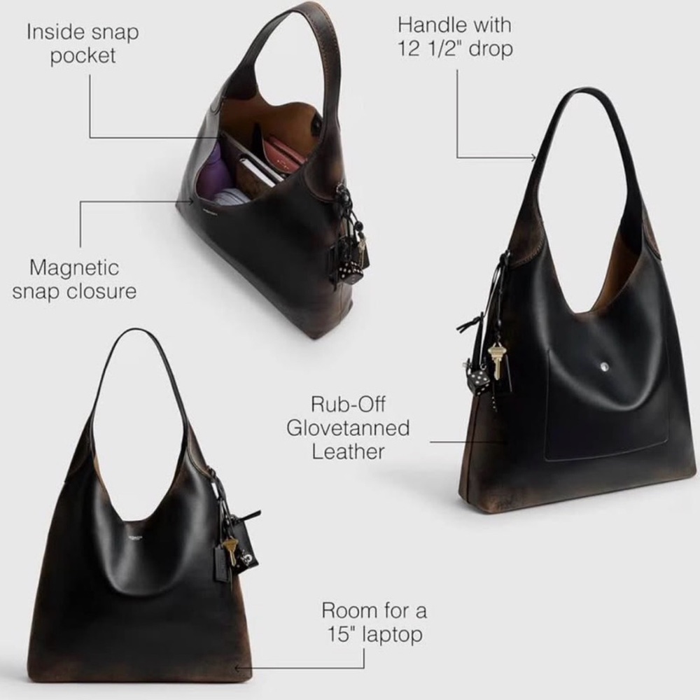 Brooklyn 39 loved leather COACH Black and Brown Ombre Leather Shoulder Bag - Picture 4 of 4